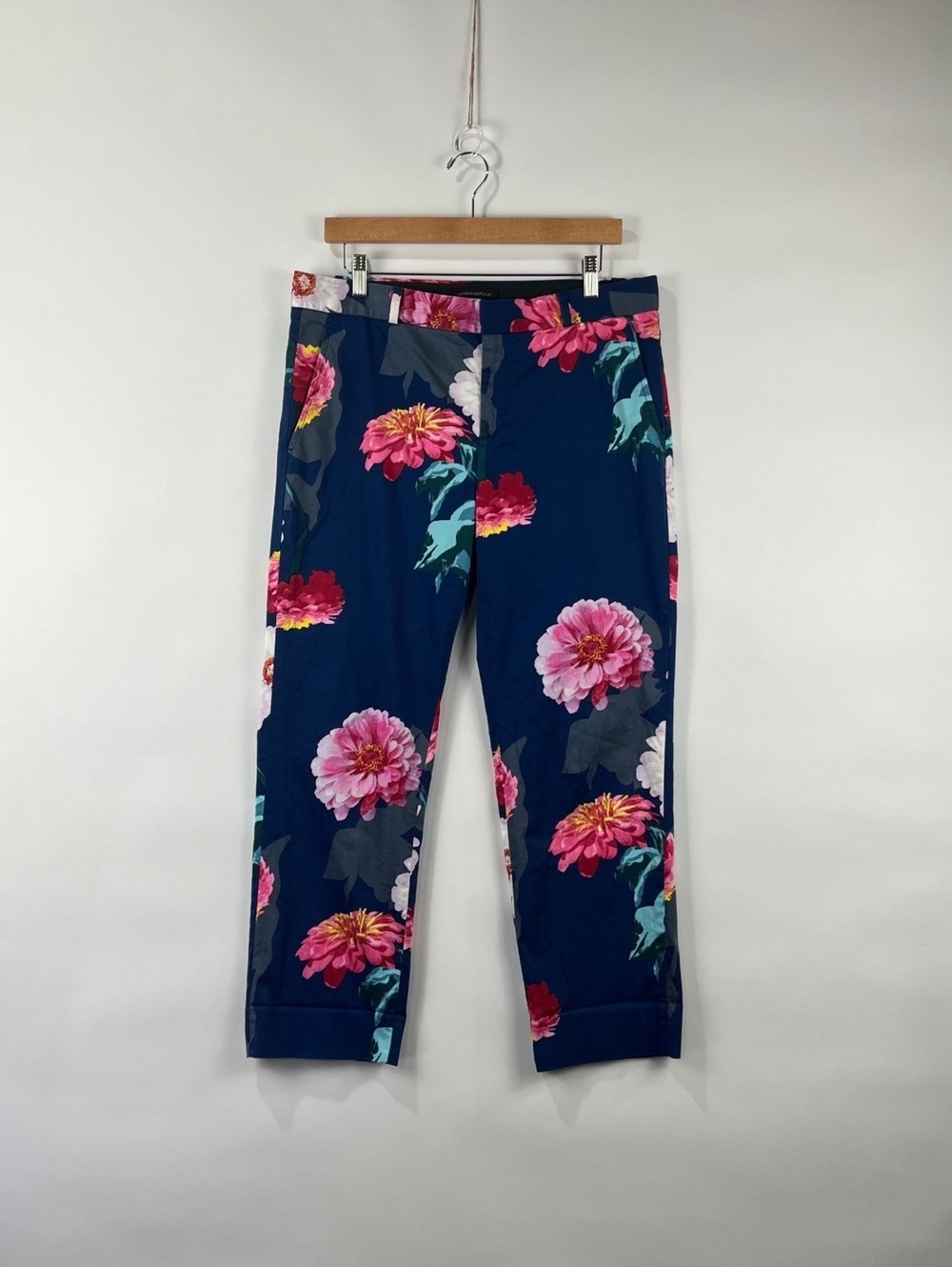 Banana Republic Avery Floral Crop Pants 98% Cotton Ankle Career Size 10